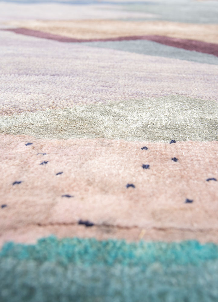 freedom manchaha pink and purple wool and bamboo silk hand knotted Rug - CloseUp