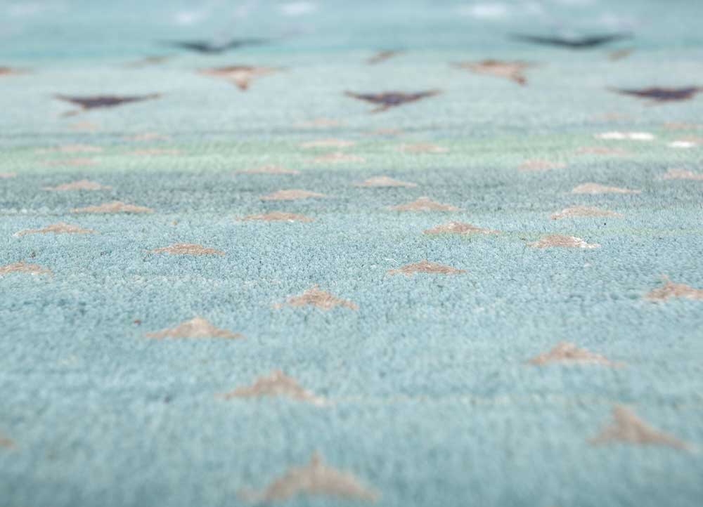 freedom manchaha blue wool and bamboo silk hand knotted Rug - CloseUp