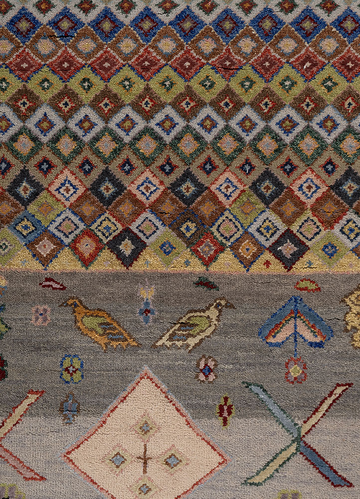 manchaha ivory wool and bamboo silk hand knotted Rug - CloseUp