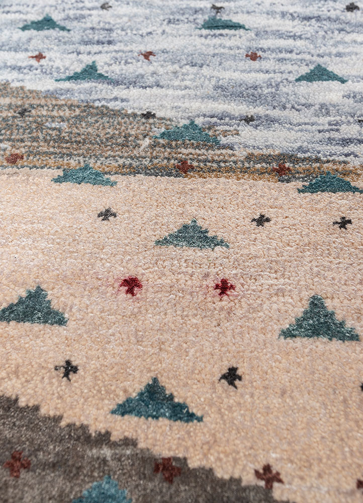 freedom manchaha beige and brown wool and bamboo silk hand knotted Rug - CloseUp