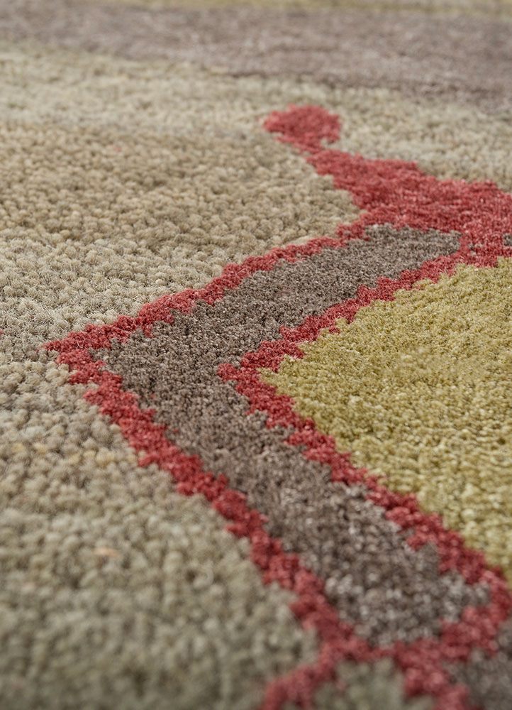 freedom manchaha green wool and bamboo silk hand knotted Rug - CloseUp