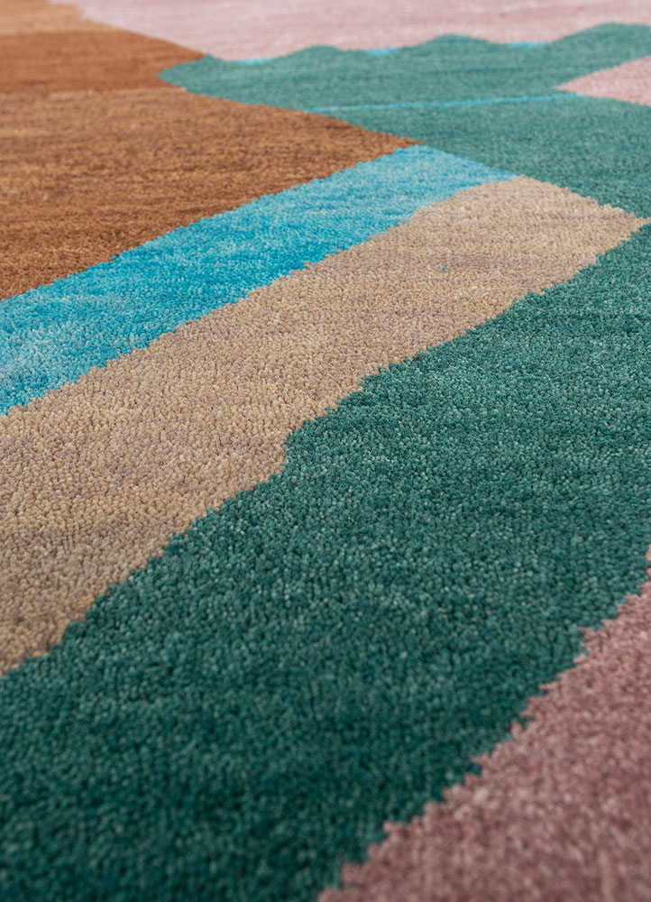 freedom manchaha pink and purple wool and bamboo silk hand knotted Rug - CloseUp