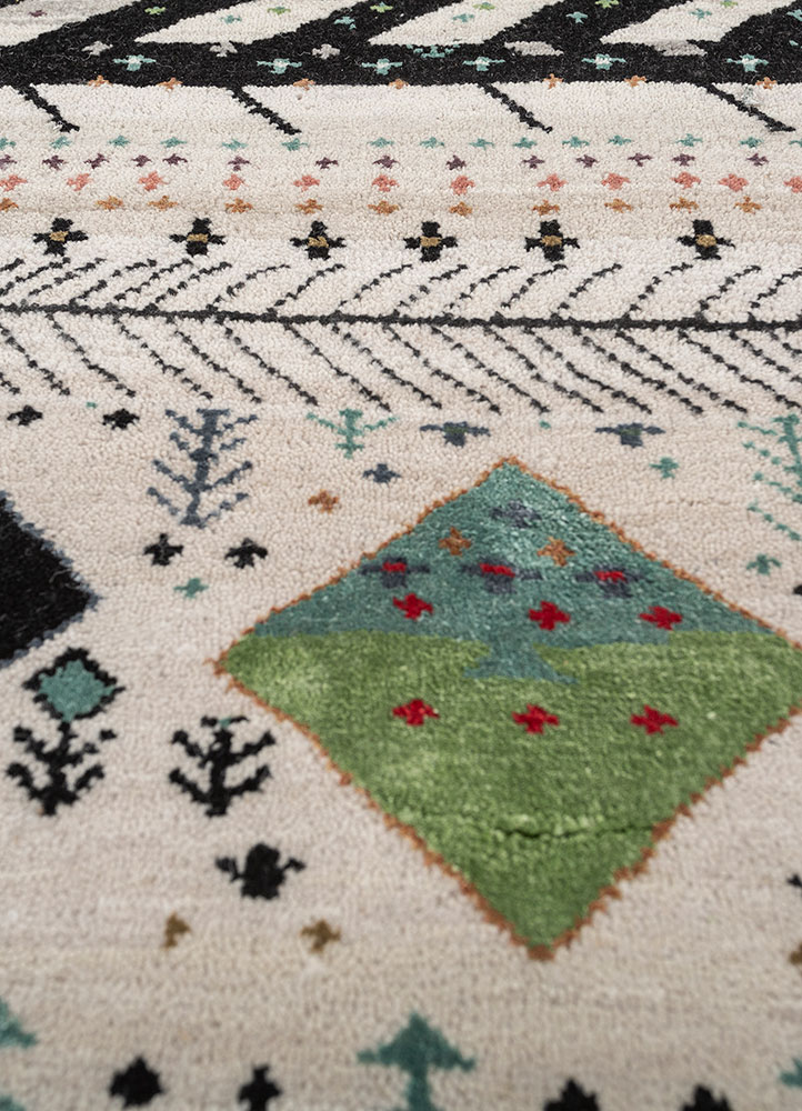 freedom manchaha ivory wool and bamboo silk hand knotted Rug - CloseUp