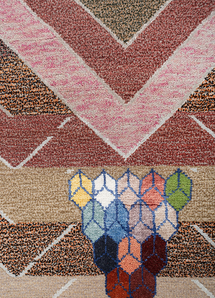freedom manchaha pink and purple wool and bamboo silk hand knotted Rug - CloseUp