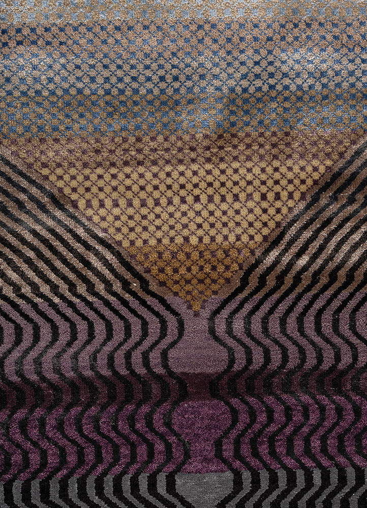 freedom manchaha gold wool and bamboo silk hand knotted Rug - CloseUp