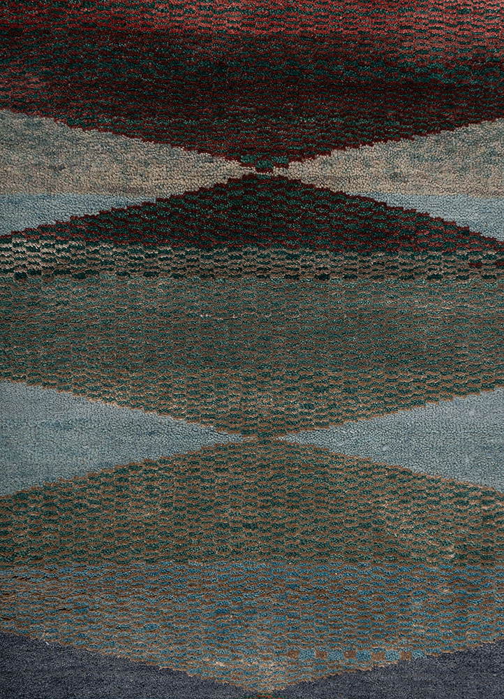 freedom manchaha blue wool and bamboo silk hand knotted Rug - CloseUp