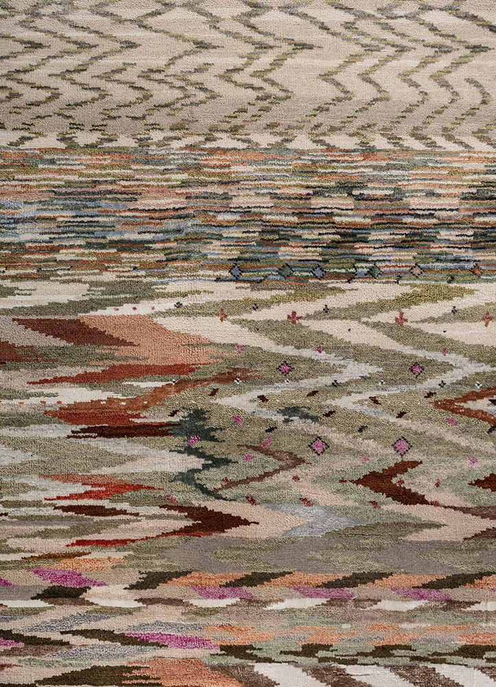 freedom manchaha green wool and bamboo silk hand knotted Rug - CloseUp