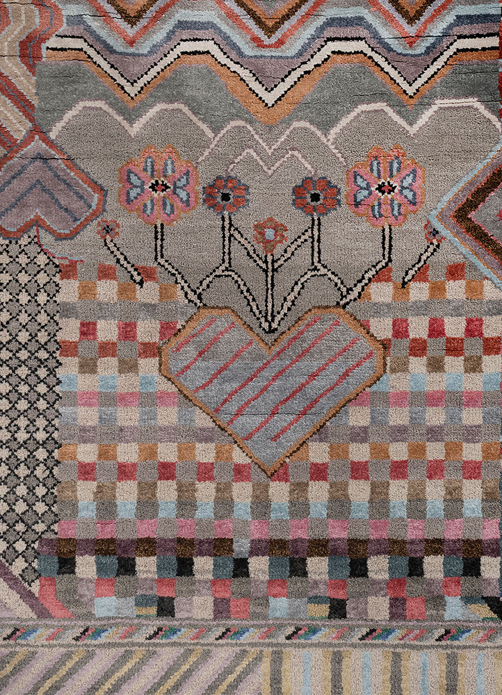 manchaha multi wool and bamboo silk hand knotted Rug - CloseUp