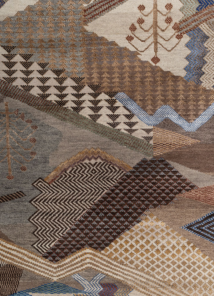 manchaha ivory wool and bamboo silk hand knotted Rug - CloseUp