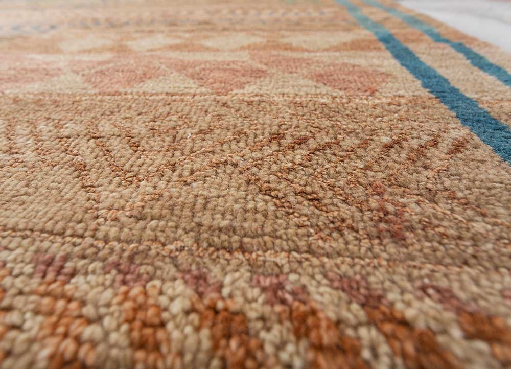 manchaha red and orange wool and bamboo silk hand knotted Rug - CloseUp