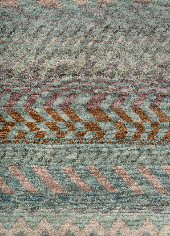 manchaha blue wool hand knotted Rug - CloseUp