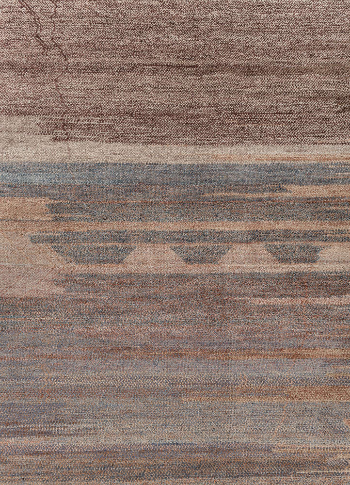 manchaha red and orange wool hand knotted Rug - CloseUp
