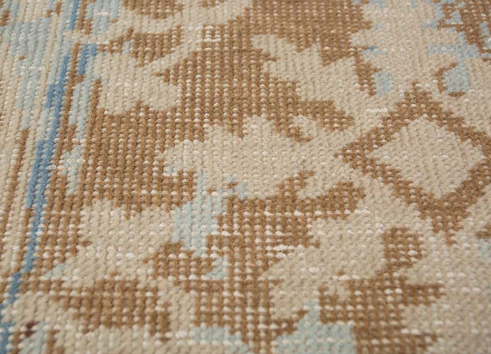 erbe beige and brown wool hand knotted Rug - CloseUp
