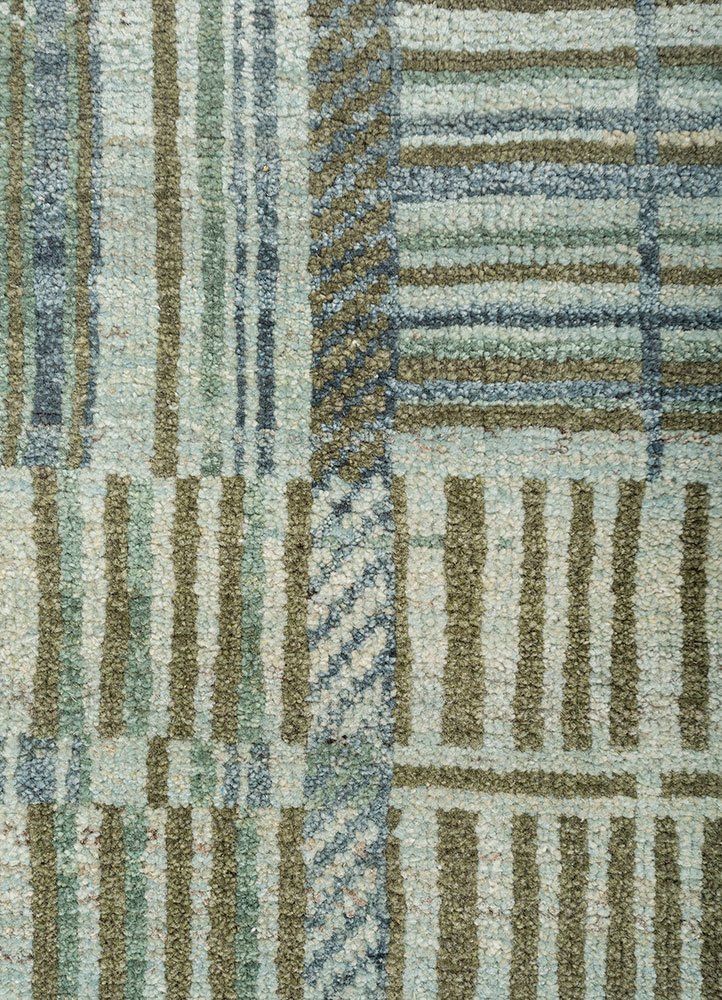 aprezo blue afghan wool hand knotted Rug - CloseUp