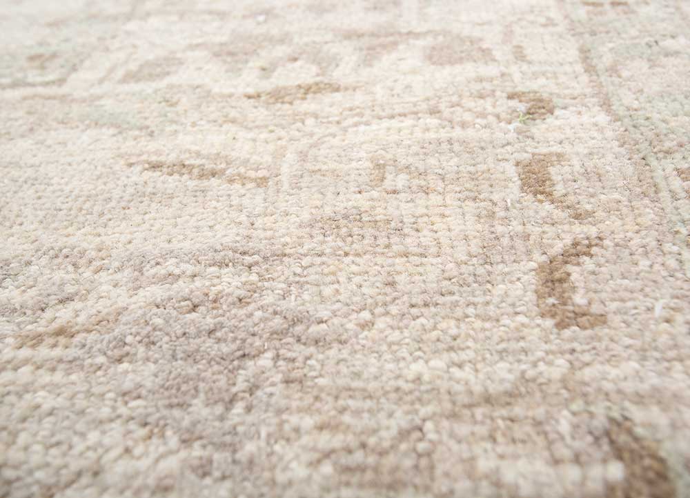 erbe ivory afghan wool hand knotted Rug - CloseUp