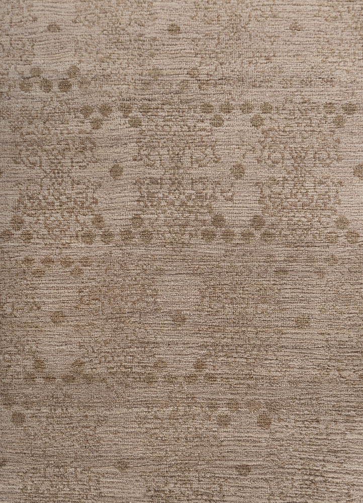 erbe beige and brown afghan wool hand knotted Rug - CloseUp