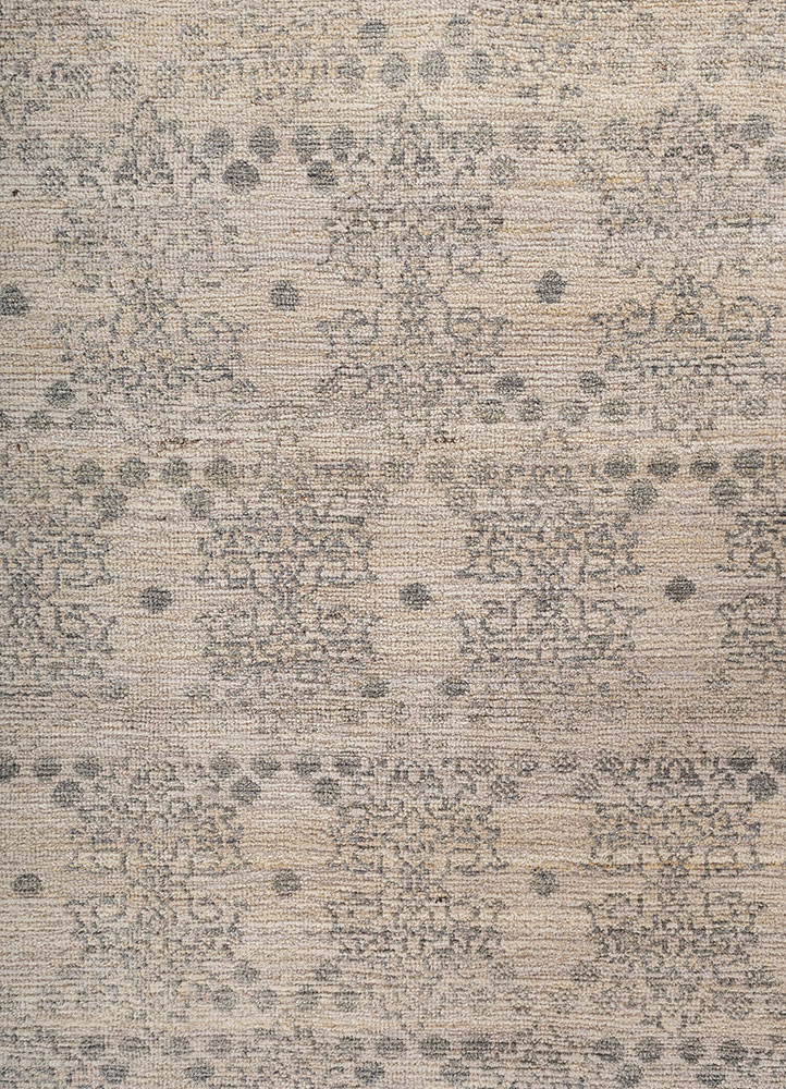 erbe ivory afghan wool hand knotted Rug - CloseUp