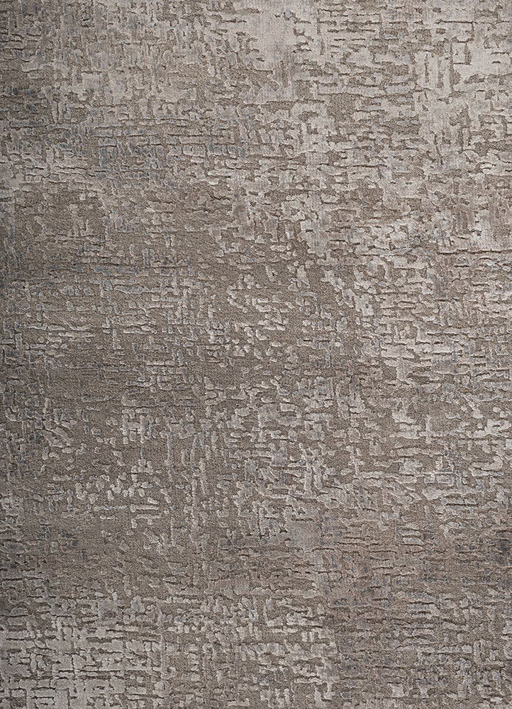 entropy grey and black wool and bamboo silk hand knotted Rug - CloseUp