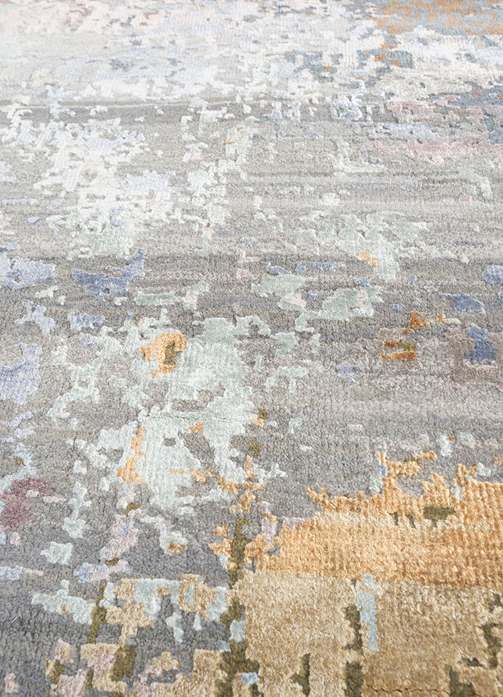 uvenuti pink and purple wool and bamboo silk hand knotted Rug - CloseUp