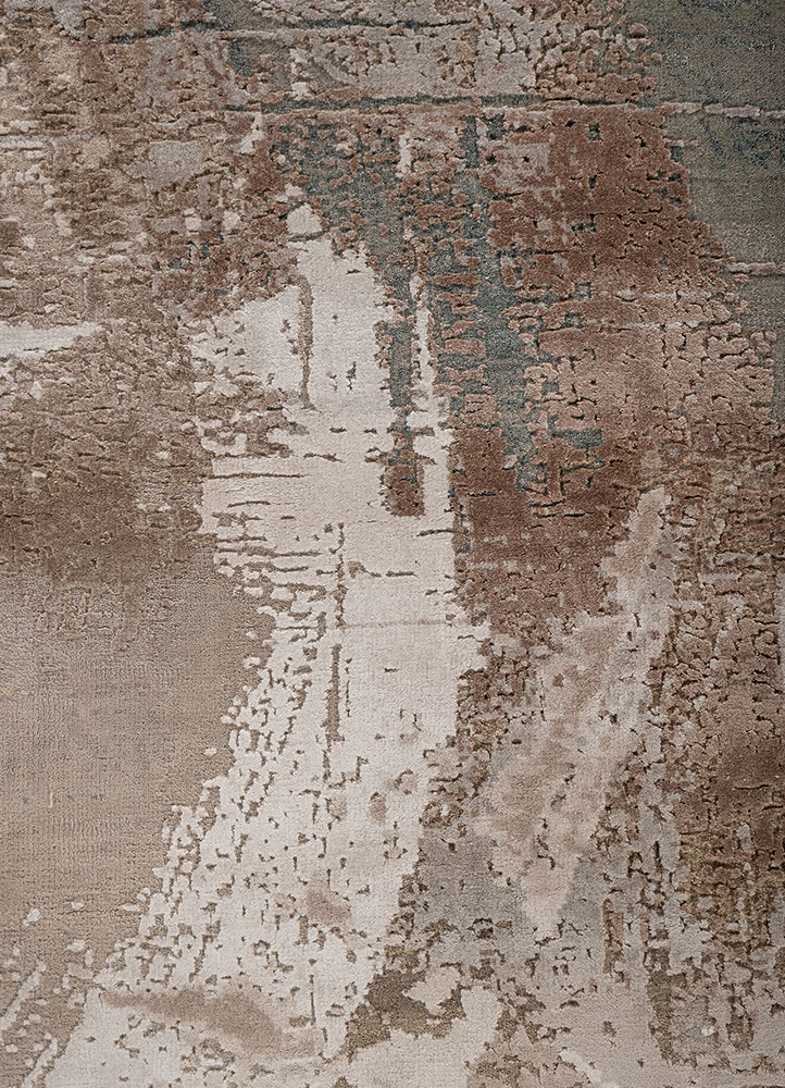 aprezo blue wool and bamboo silk hand knotted Rug - CloseUp