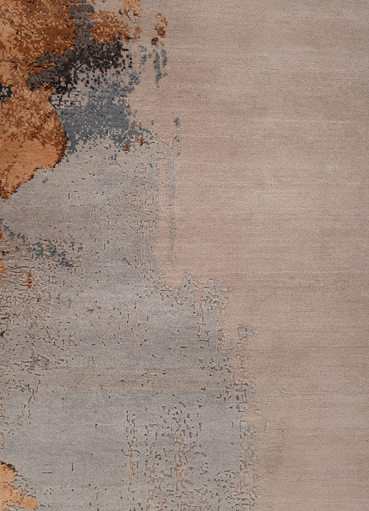 entropy pink and purple wool and bamboo silk hand knotted Rug - CloseUp