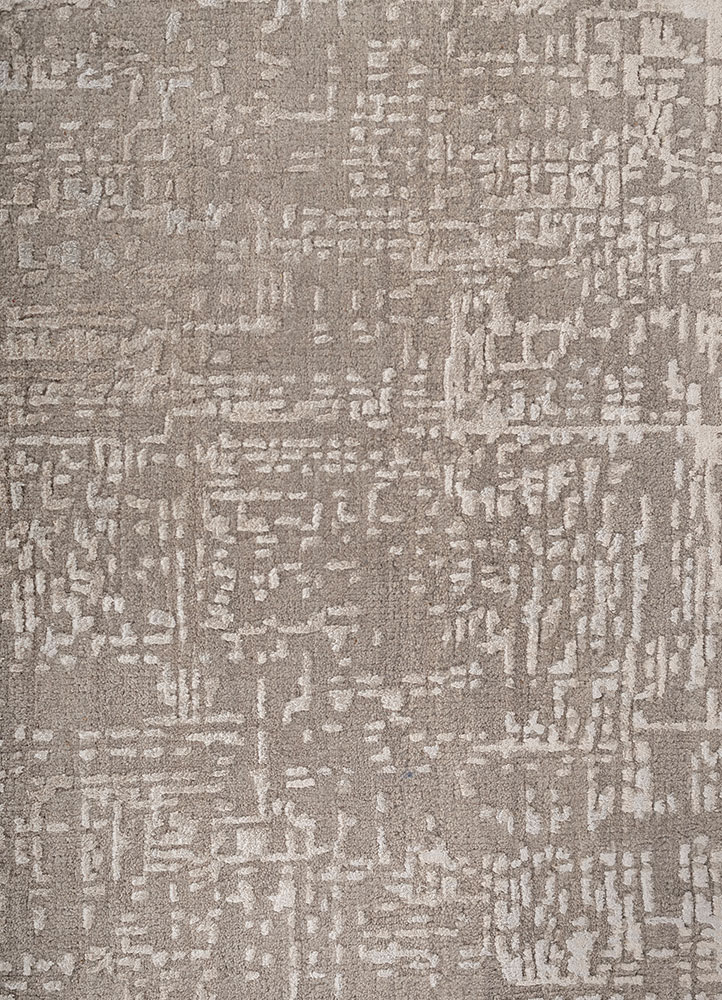 entropy ivory wool and bamboo silk hand knotted Rug - CloseUp