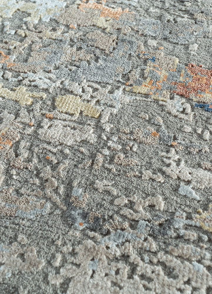 uvenuti blue wool and bamboo silk hand knotted Rug - CloseUp