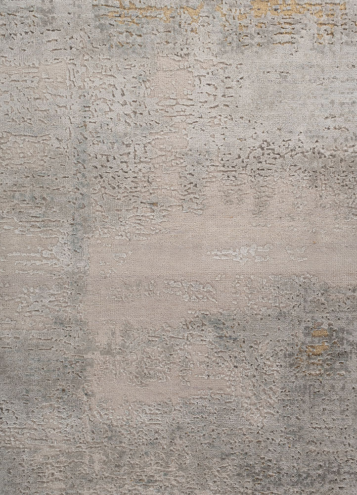 uvenuti grey and black wool and bamboo silk hand knotted Rug - CloseUp