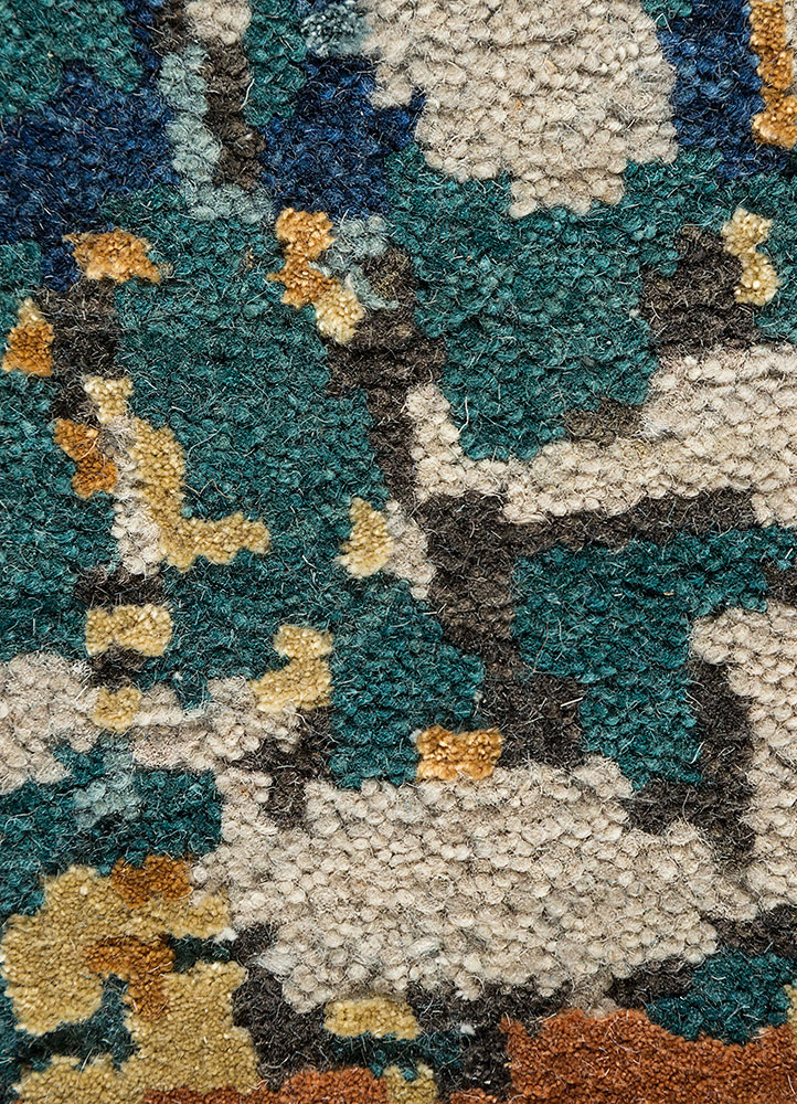 uvenuti beige and brown wool and bamboo silk hand knotted Rug - CloseUp