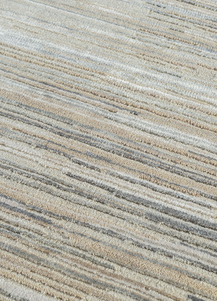 uvenuti beige and brown wool and bamboo silk hand knotted Rug - CloseUp