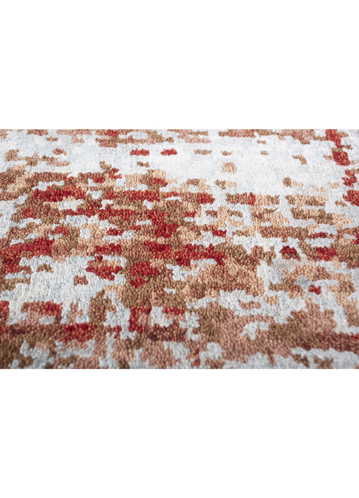 uvenuti red and orange wool and bamboo silk hand knotted Rug - CloseUp