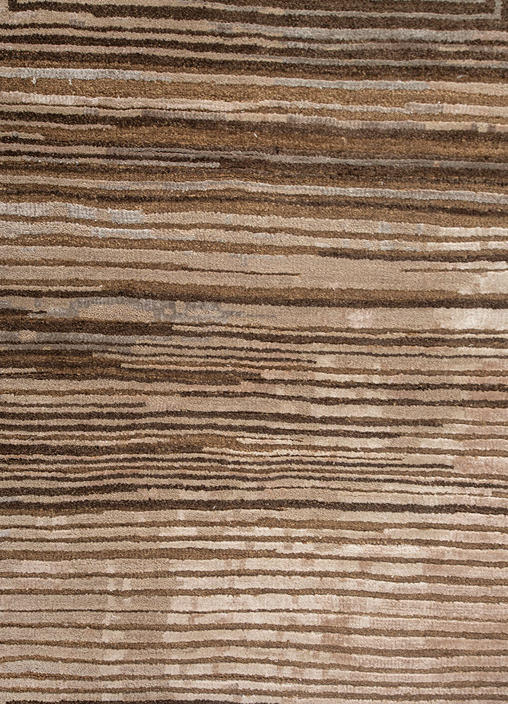 uvenuti beige and brown wool and bamboo silk hand knotted Rug - CloseUp
