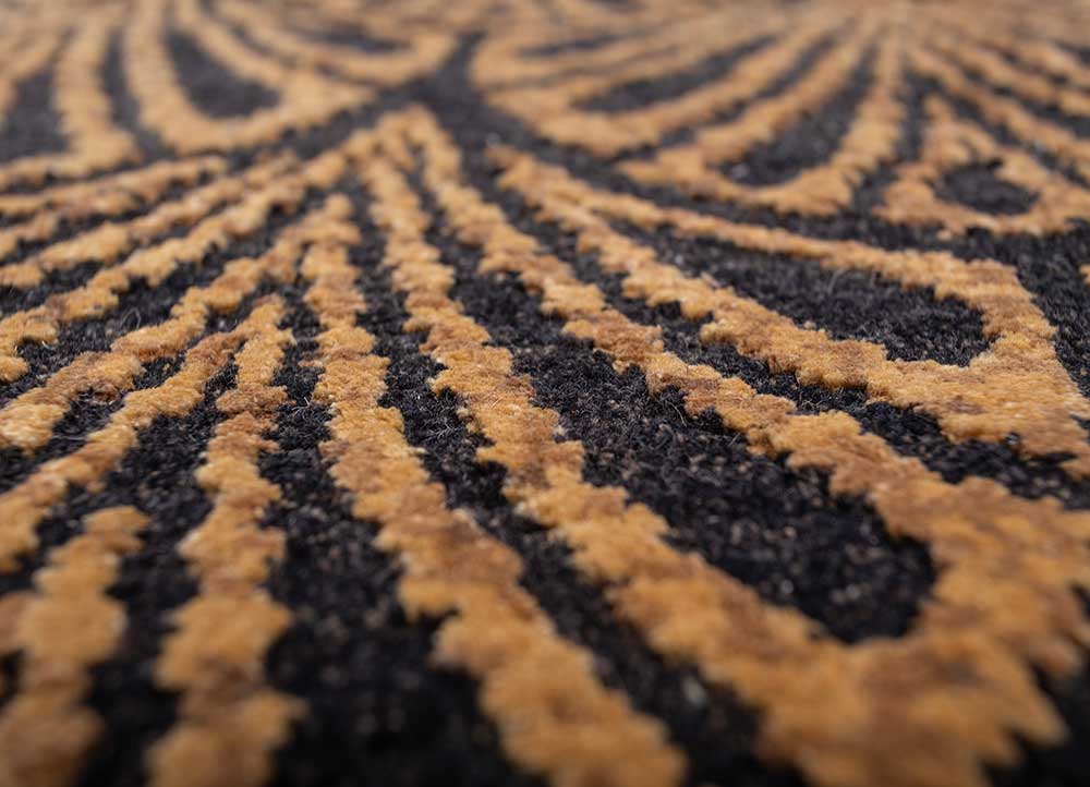 azalea grey and black wool and bamboo silk hand knotted Rug - CloseUp