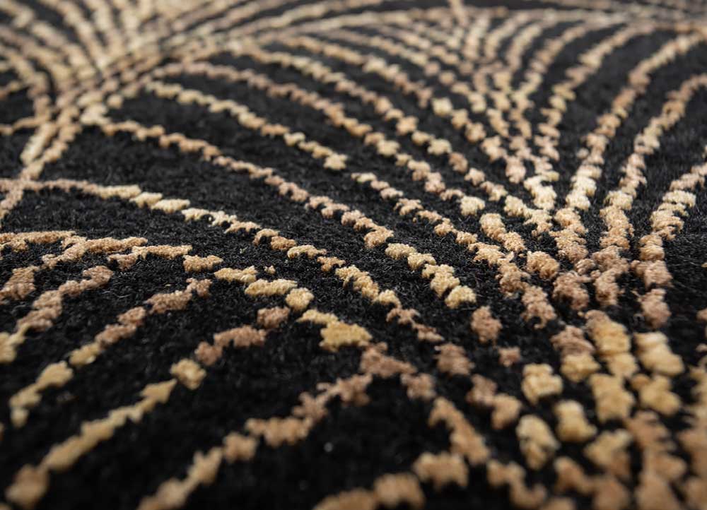 azalea grey and black wool and bamboo silk hand knotted Rug - CloseUp