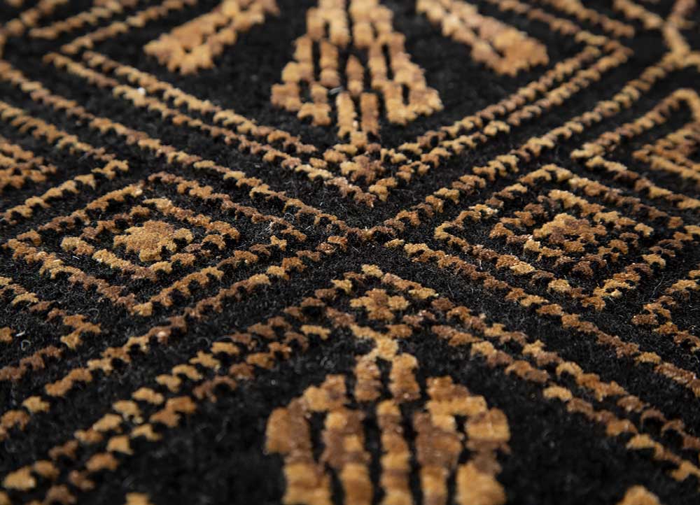 azalea grey and black wool and bamboo silk hand knotted Rug - CloseUp