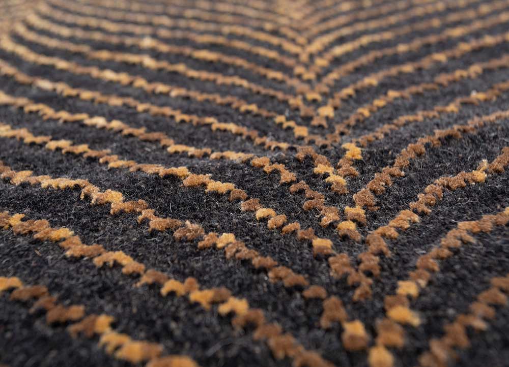 azalea grey and black wool and bamboo silk hand knotted Rug - CloseUp