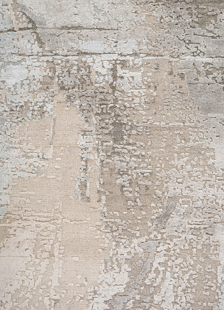 uvenuti grey and black wool and bamboo silk hand knotted Rug - CloseUp