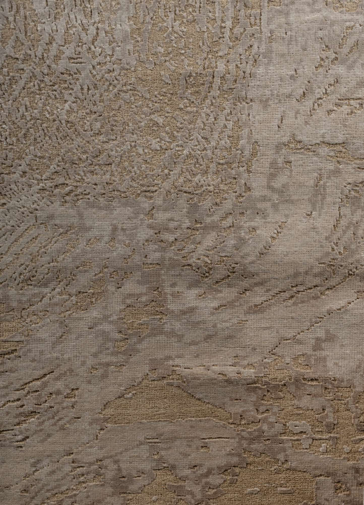 aprezo beige and brown wool and bamboo silk hand knotted Rug - CloseUp