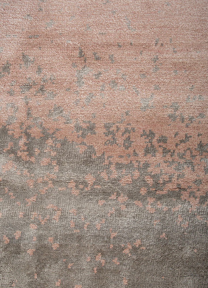 urban pause by kavi pink and purple wool and bamboo silk hand knotted Rug - CloseUp