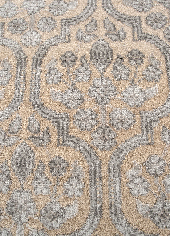 viscaya beige and brown wool and bamboo silk hand knotted Rug - CloseUp