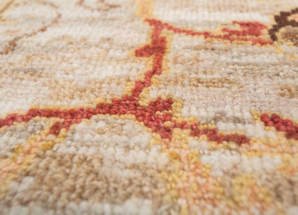 erbe ivory afghan wool hand knotted Rug - CloseUp