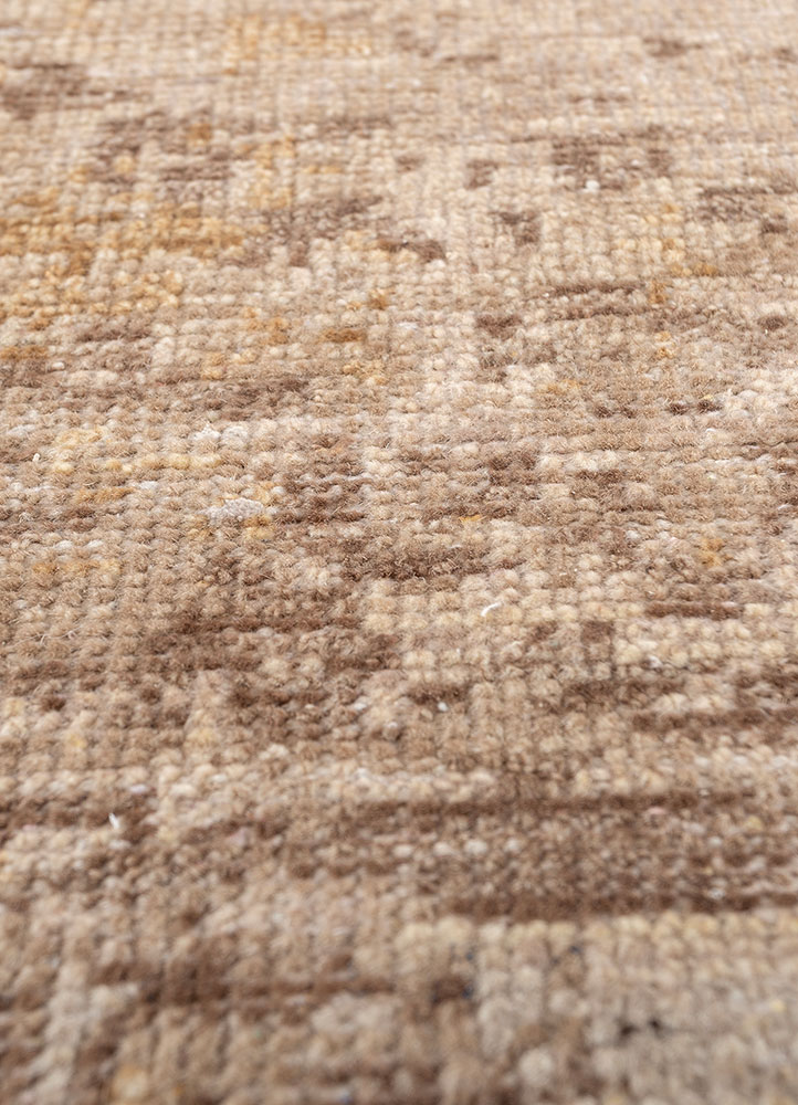 entropy beige and brown afghan wool hand knotted Rug - CloseUp