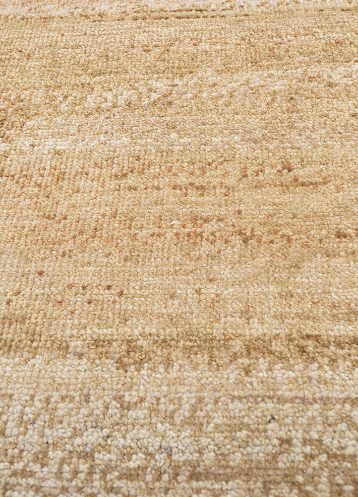 blythe gold afghan wool hand knotted Rug - CloseUp