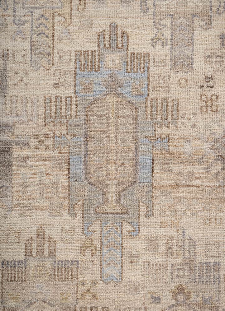 savana ivory wool hand knotted Rug - CloseUp