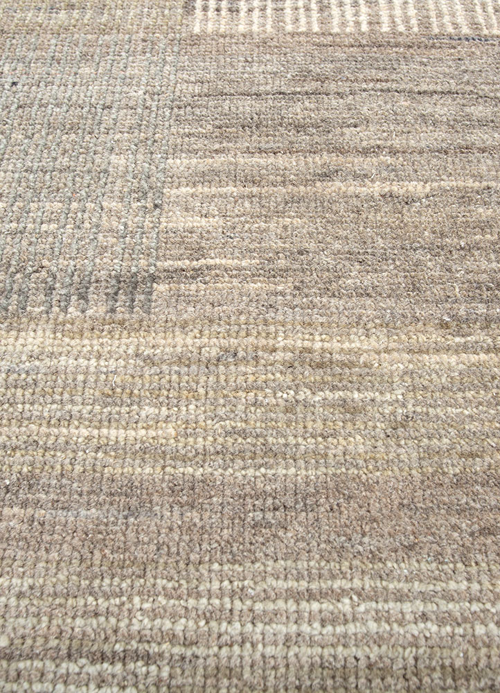 blythe beige and brown afghan wool hand knotted Rug - CloseUp