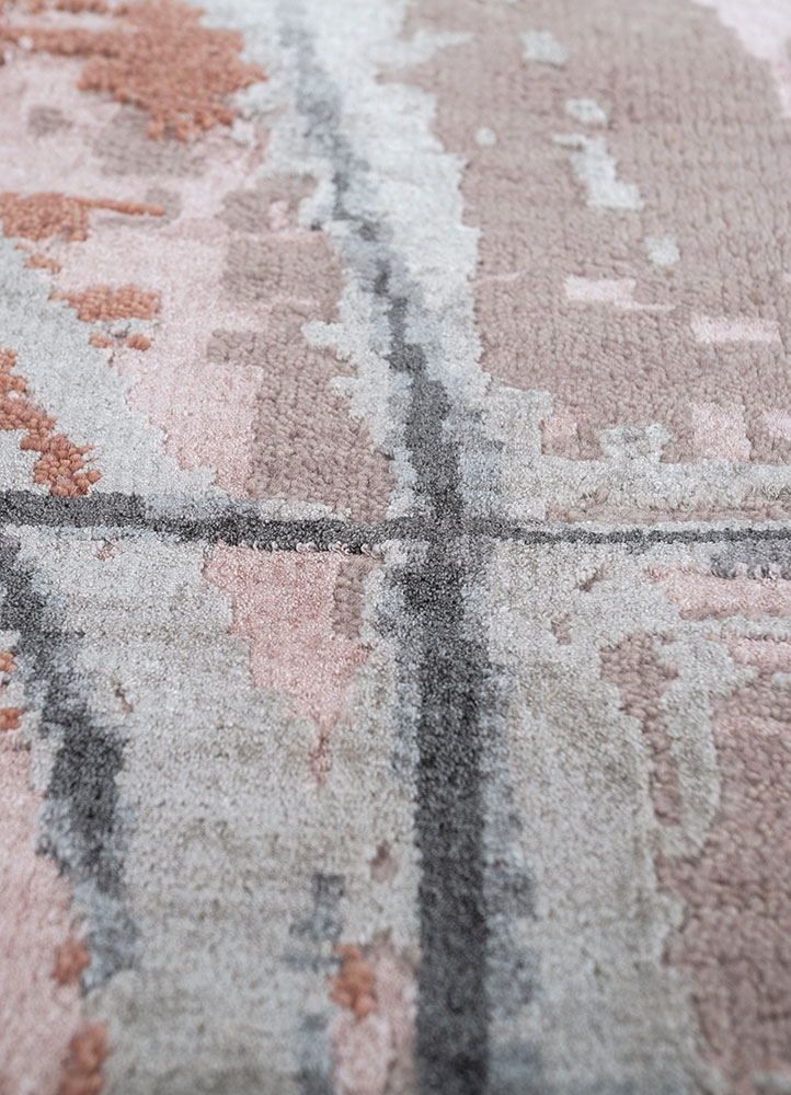 free verse by kavi pink and purple wool and bamboo silk hand knotted Rug - CloseUp