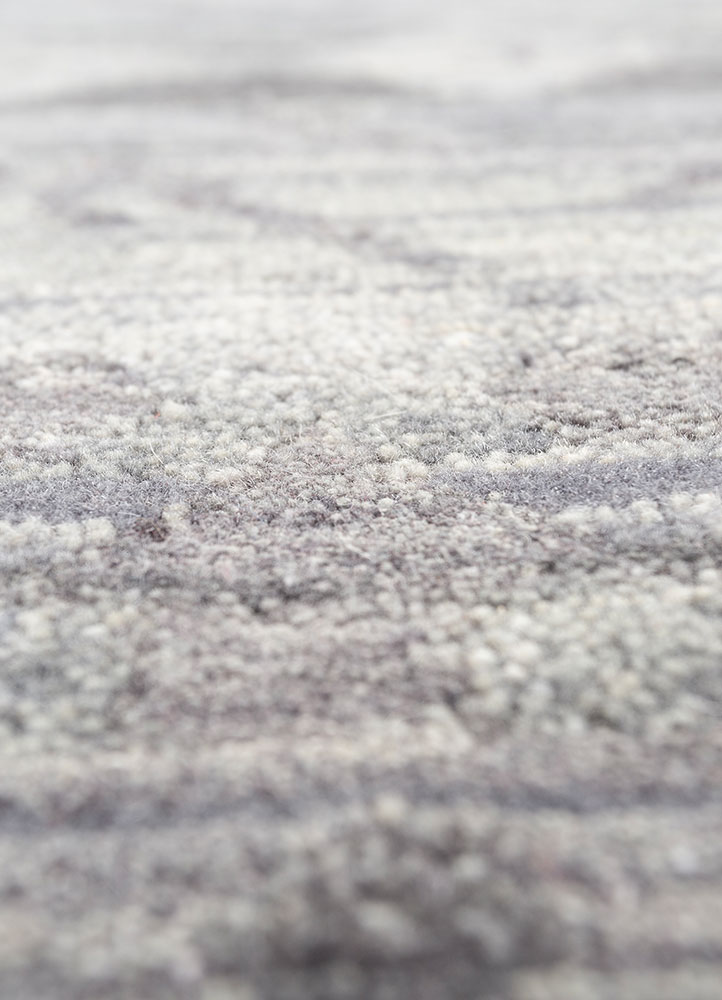 manchaha grey and black wool and silk hand knotted Rug - CloseUp