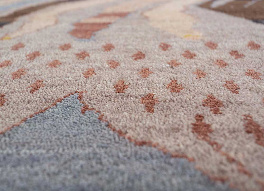 manchaha blue wool and silk hand knotted Rug - CloseUp