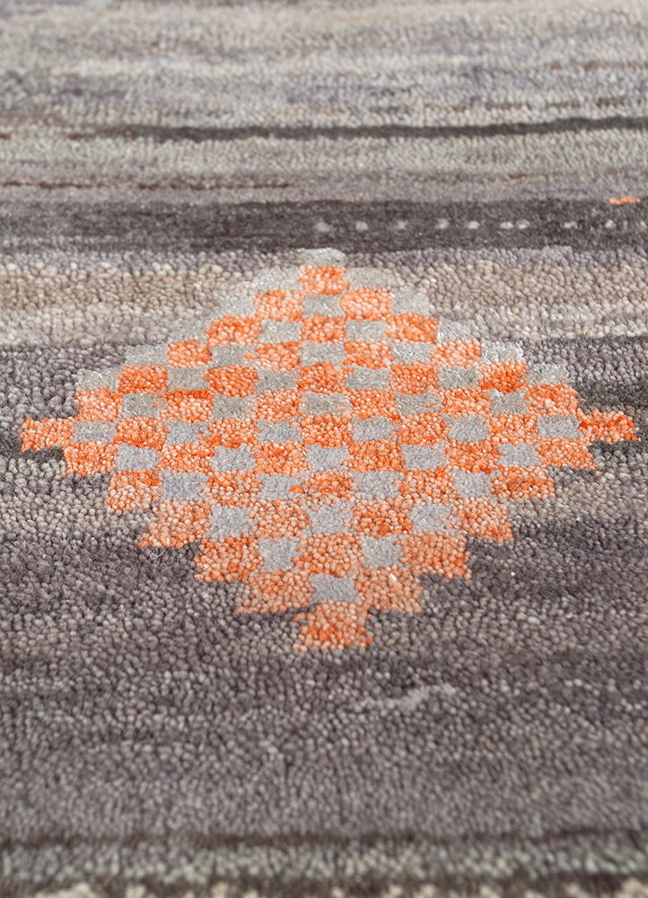 freedom manchaha grey and black wool and silk hand knotted Rug - CloseUp