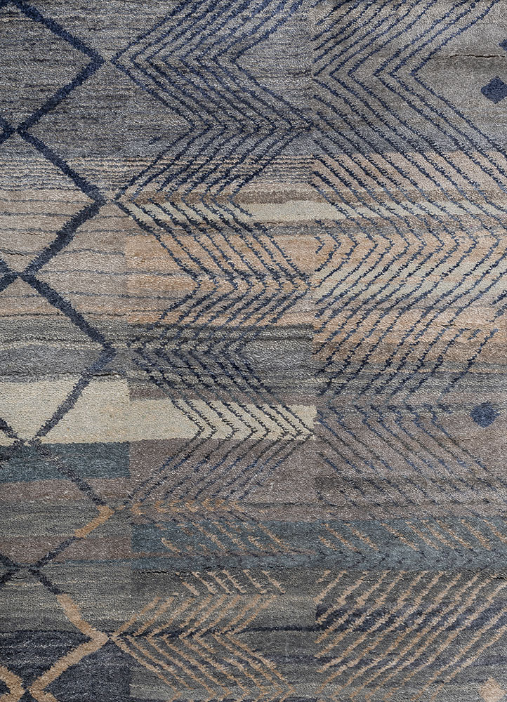 manchaha blue silk hand knotted Rug - CloseUp